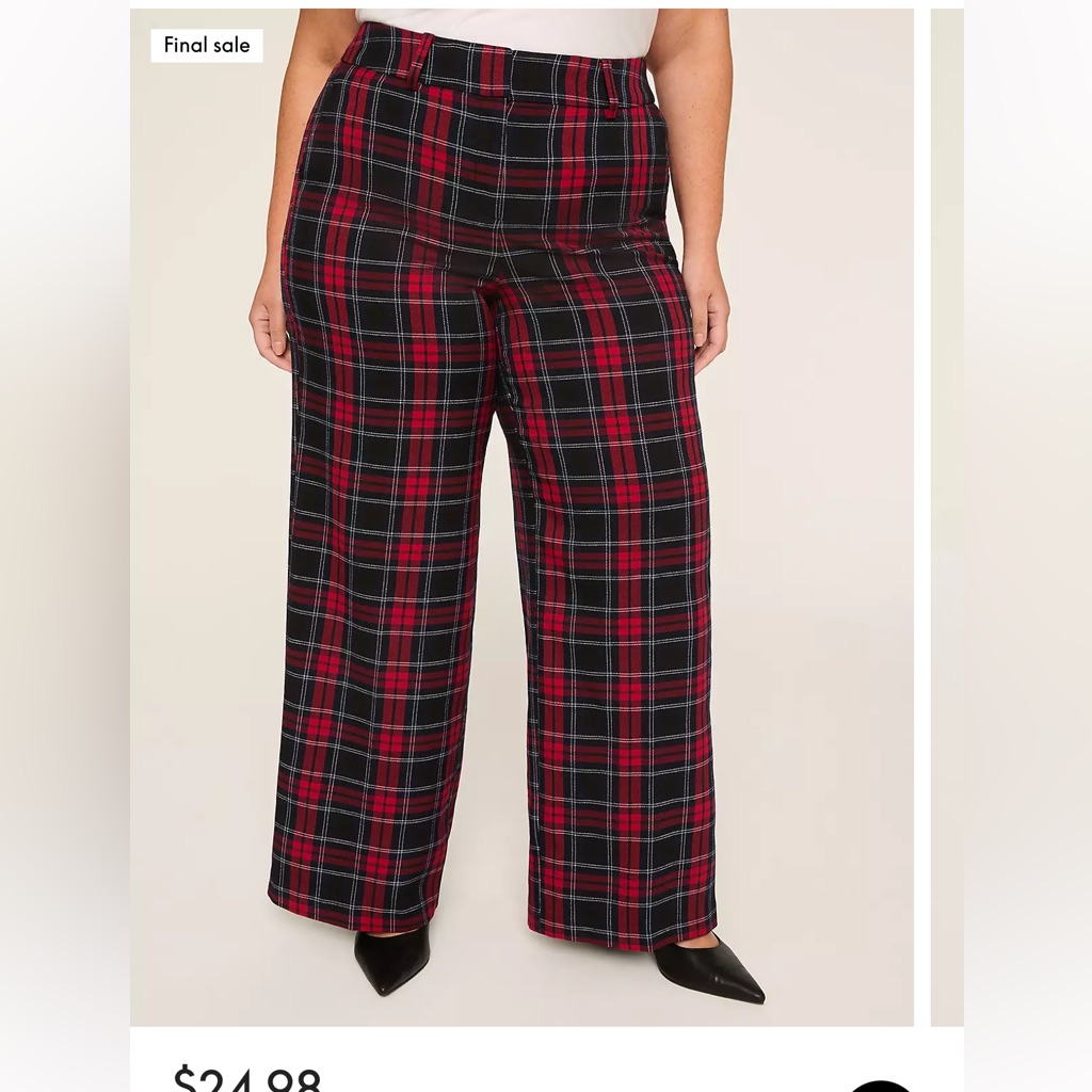 Lane Bryant 20 Long Nwt Plaid Women's Pants In Red, Blue And Black